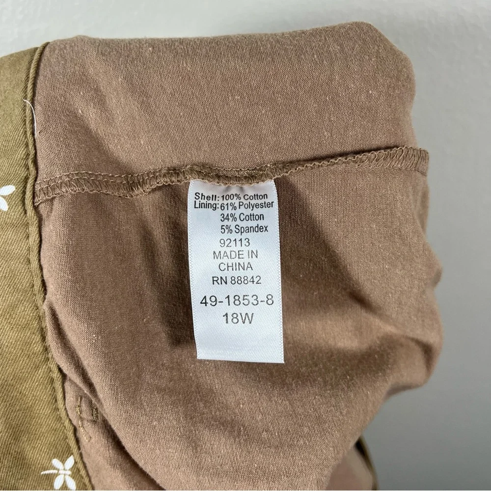 Woman Within Tan Skort with Dragonfly Pattern Women’s Plus Size 18W